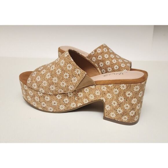 Y-Not? Suki Daisy Cork Platform Block Heel Slide Textile Upper Sandals Size 6M - Picture 4 of 15
